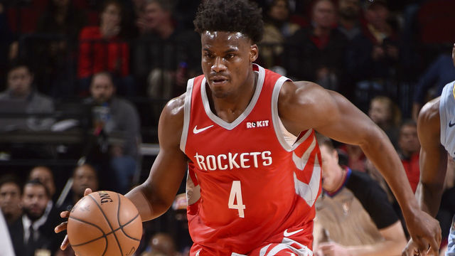 HOUSTON, TX - JANUARY 14 : Danuel House Jr. #4 of the Houston Rockets handles the ball during the game against Memphis Grizzlies on January 14, 2019 at the Toyota Center in Houston, Texas. Mandatory Copyright Notice: Copyright 2019 NBAE