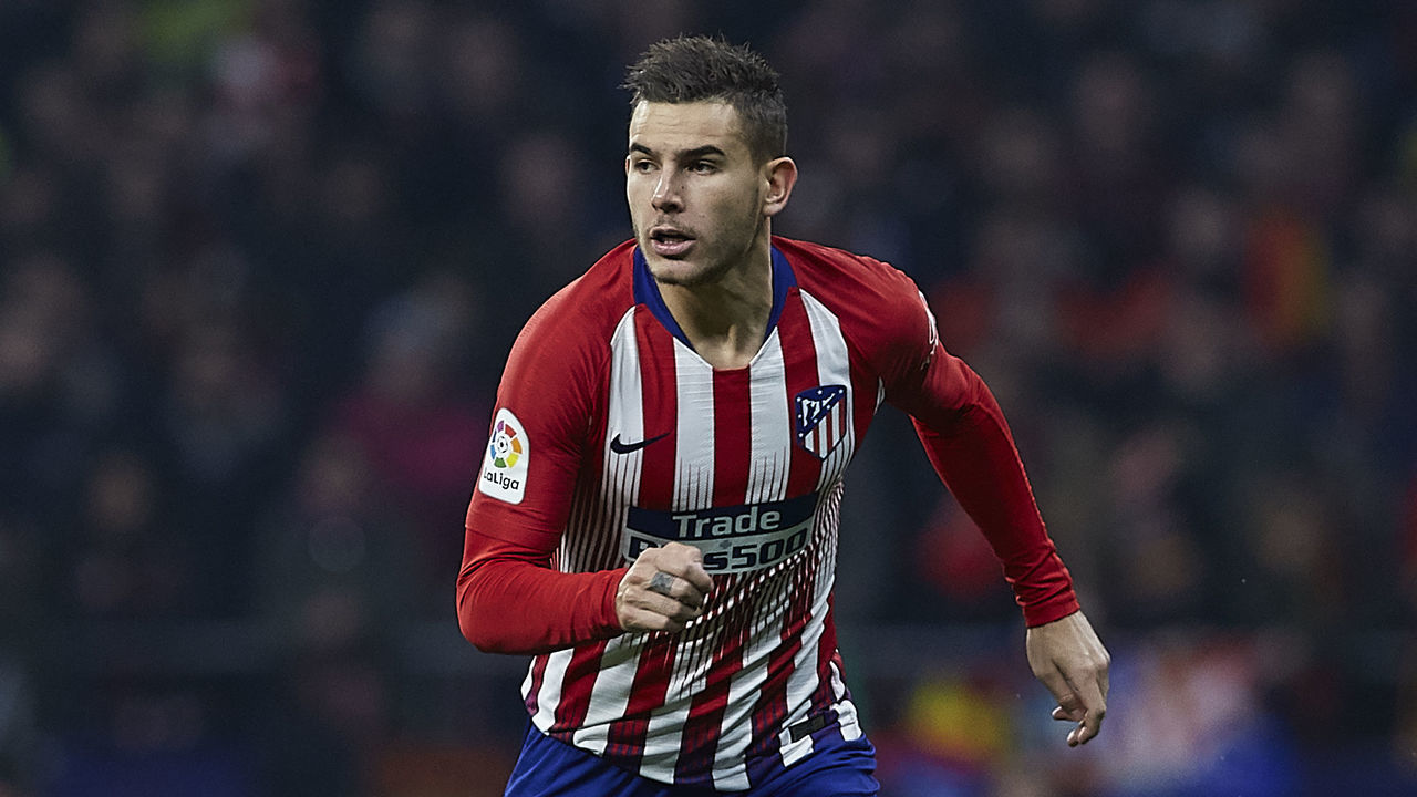 MADRID, SPAIN - NOVEMBER 24: Lucas Hernandez of Atletico de Madrid in action during the La Liga match between Club Atletico de Madrid and FC Barcelona at Wanda Metropolitano on November 24, 2018 in Madrid, Spain.