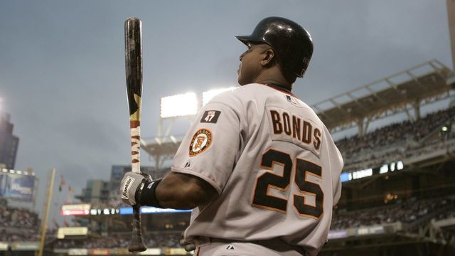 SAN DIEGO - AUGUST 3: Barry Bonds of the San Francisco Giants in the on deck circle during the game against the San Diego Padres at Petco Park in San Diego, California on August 3, 2007. The Padres defeated the Giants 4-3.