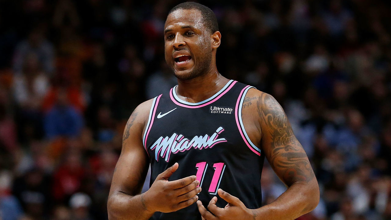 MIAMI, FL - JANUARY 10: Dion Waiters #11 of the Miami Heat argues a foul call with referee JB DeRosa #62 against the Boston Celtics at American Airlines Arena on January 10, 2019 in Miami, Florida.