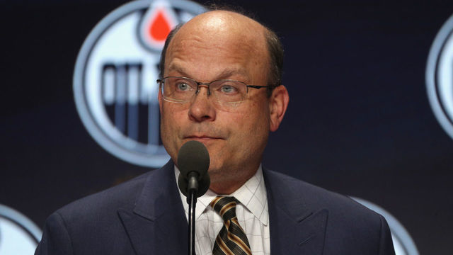 CHICAGO, IL - JUNE 23: General manager Peter Chiarelli of the Edmonton Oilers speaks onstage during Round One of the 2017 NHL Draft at United Center on June 23, 2017 in Chicago, Illinois.