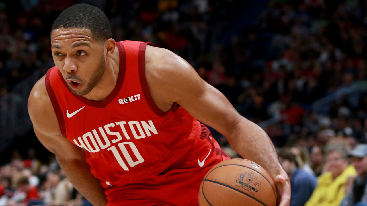 NEW ORLEANS, LOUISIANA - DECEMBER 29: Eric Gordon #10 of the Houston Rockets dribbles the ball down court during a NBA game against the New Orleans Pelicans at the Smoothie King Center on December 29, 2018 in New Orleans, Louisiana.