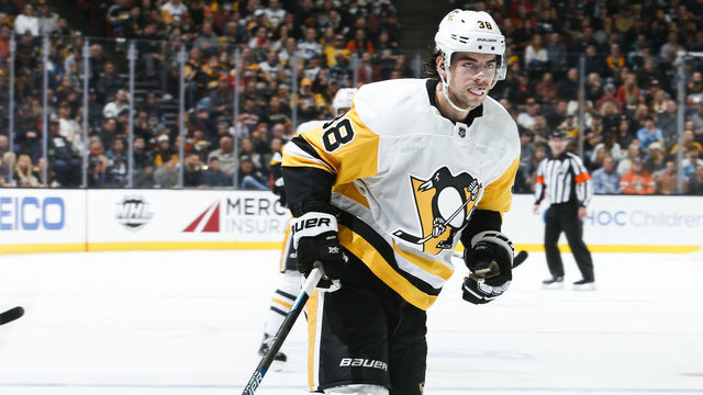 ANAHEIM, CA - JANUARY 11: Derek Grant #38 of the Pittsburgh Penguins skates during the second period of the game against the Anaheim Ducks at Honda Center on January 11, 2019 in Anaheim, California.