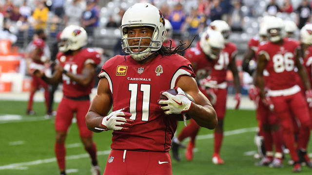 GLENDALE, AZ - DECEMBER 23: Larry Fitzgerald #11 of the Arizona Cardinals prepares for a game against the Los Angeles Rams at State Farm Stadium on December 23, 2018 in Glendale, Arizona.