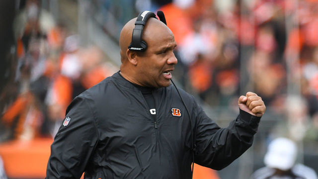 CINCINNATI, OH - NOVEMBER 25, 2018: Special assistant to the head coach Hue Jackson of the Cincinnati Bengals on the sideline in the second quarter of a game against the Cleveland Browns on November 25, 2018 at Paul Brown Stadium in Cincinnati, Ohio. Cleveland won 35-20. (Photo by: 2018 Nick Cammett/Diamond Images/Getty Images)