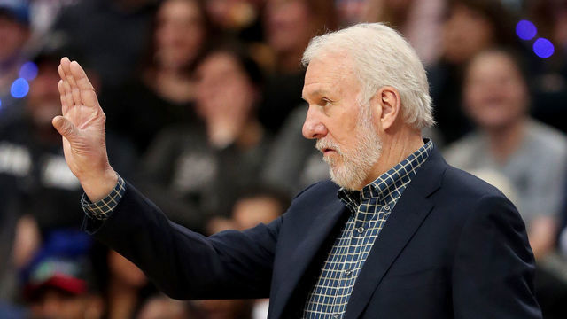 DALLAS, TEXAS - JANUARY 16: Head coach Gregg Popovich of the San Antonio Spurs leads the San Antonio Spurs against the Dallas Mavericks at American Airlines Center on January 16, 2019 in Dallas, Texas.