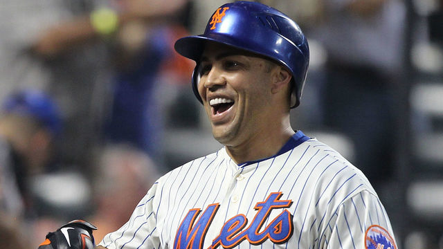 NEW YORK, NY - JUNE 18: Carlos Beltran #15 of the New York Mets celebrates a two run home run with teammates in the fifth inning against the Los Angeles Angels of Anaheim during their game on June 18, 2011 at Citi Field in the Flushing neighborhood of the Queens borough of New York City.