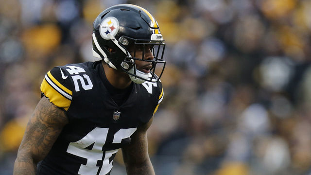 PITTSBURGH, PA - OCTOBER 28: Morgan Burnett #42 of the Pittsburgh Steelers in action against the Cleveland Browns on October 28, 2018 at Heinz Field in Pittsburgh, Pennsylvania.