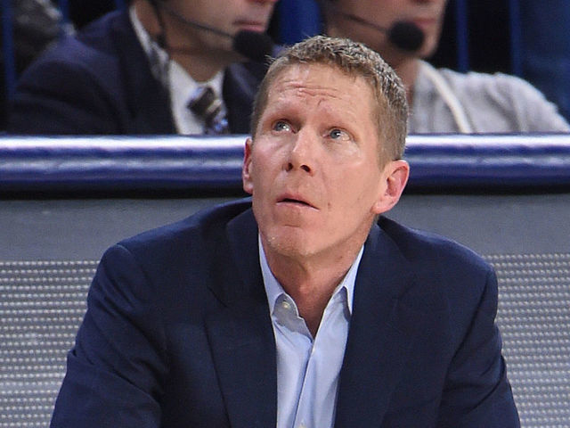SPOKANE, WA - JANUARY 17: Gonzaga head coach Mark Few checks the clock during the game between the Loyola Marymount Lions and the Gonzaga Bulldogs played on January 17, 2019 in Spokane, Washington at the McCarthey Athletic Center.