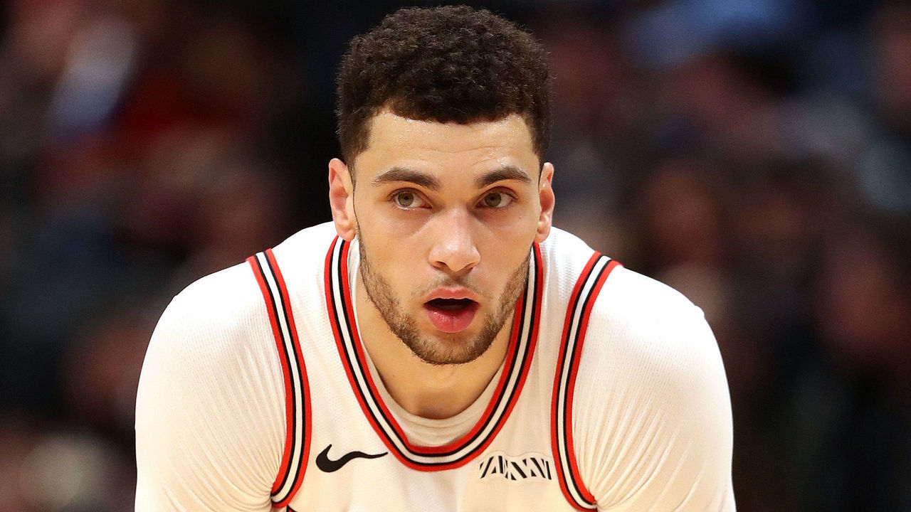 DENVER, COLORADO - JANUARY 17: Zach Lavine #8 of the Chicago Bulls plays the Denver Nuggets at the Pepsi Center on January 17, 2019 in Denver, Colorado.