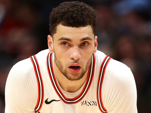 DENVER, COLORADO - JANUARY 17: Zach Lavine #8 of the Chicago Bulls plays the Denver Nuggets at the Pepsi Center on January 17, 2019 in Denver, Colorado.