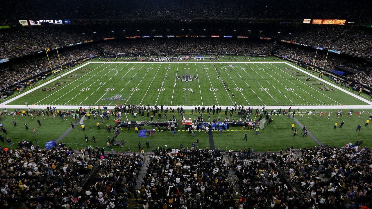 NEW ORLEANS, LOUISIANA - JANUARY 20: The New Orleans Saints kickoff to the Los Angeles Rams during the first quarter in the NFC Championship game at the Mercedes-Benz Superdome on January 20, 2019 in New Orleans, Louisiana.