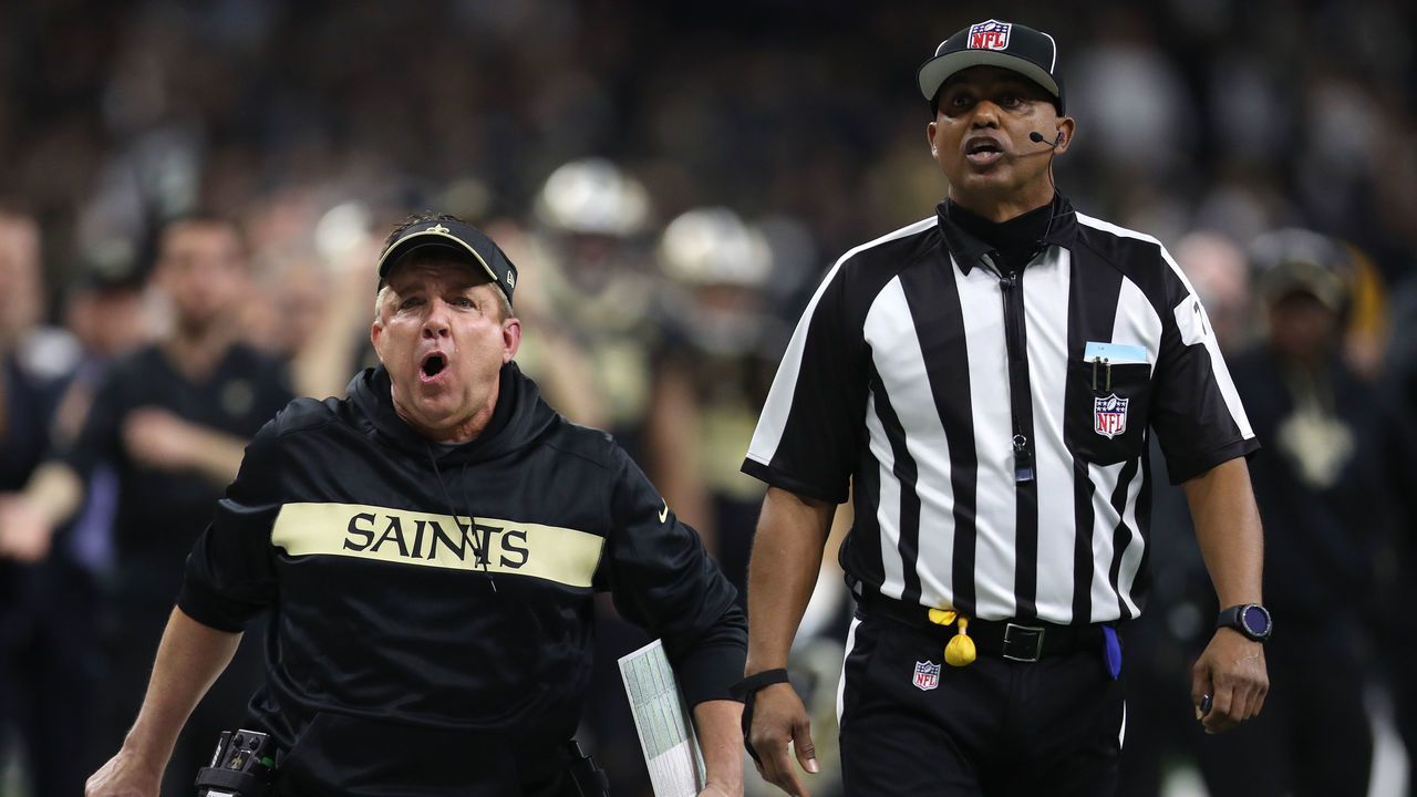 NEW ORLEANS, LOUISIANA - JANUARY 20: Head coach Sean Payton of the New Orleans Saints reacts against the Los Angeles Rams during the fourth quarter in the NFC Championship game at the Mercedes-Benz Superdome on January 20, 2019 in New Orleans, Louisiana.