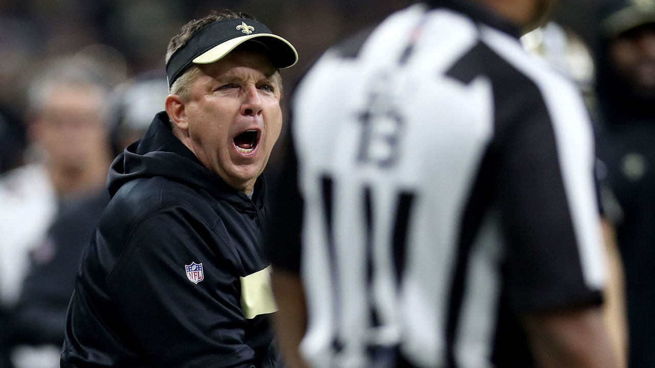 NEW ORLEANS, LOUISIANA - JANUARY 20: Head coach Sean Payton of the New Orleans Saints reacts against the Los Angeles Rams during the fourth quarter in the NFC Championship game at the Mercedes-Benz Superdome on January 20, 2019 in New Orleans, Louisiana.