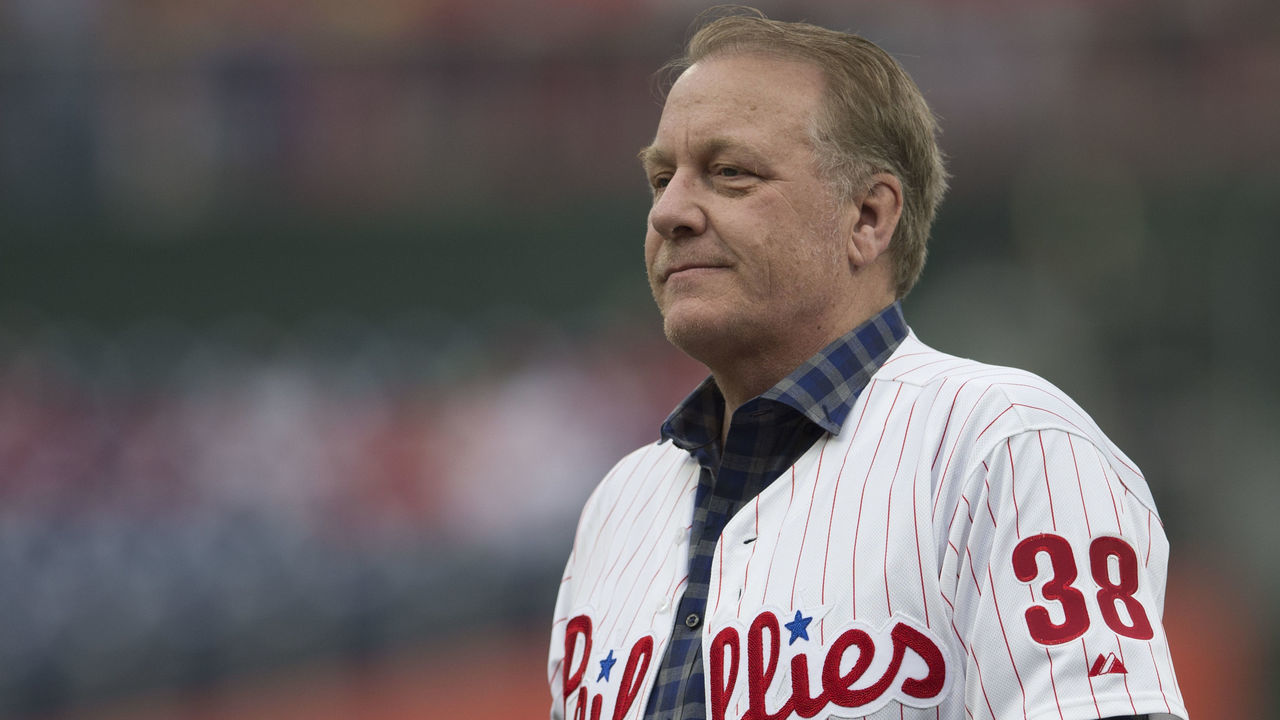 PHILADELPHIA, PA - JUNE 10: Former MLB pitcher Curt Schilling looks on prior to the game between the Milwaukee Brewers and Philadelphia Phillies at Citizens Bank Park on June 10, 2018 in Philadelphia, Pennsylvania.