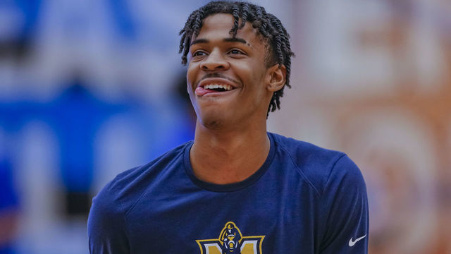 CHARLESTON, IL - JANUARY 17: Ja Morant #12 of the Murray State Racers is seen before the game against the Eastern Illinois Panthers at Lantz Arena on January 17, 2019 in Charleston, Illinois.