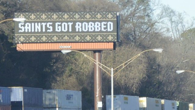'Saints Got Robbed' billboards appear in Atlanta ahead of Super Bowl