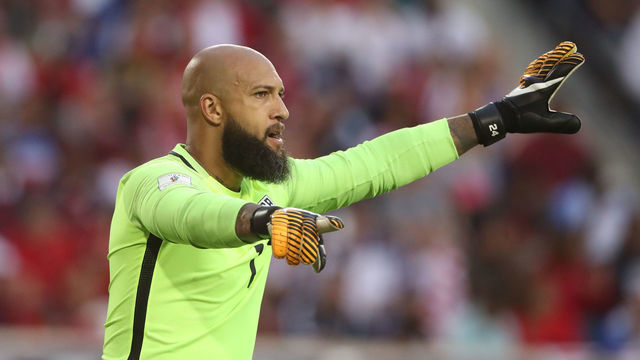 HARRISON, NEW JERSEY- SEPTEMBER 01: Goalkeeper Tim Howard #1 of the United States during the United States Vs Costa Rica CONCACAF International World Cup qualifying match at Red Bull Arena, Harrison, New Jersey on September 01, 2017 in Harrison, New Jersey.