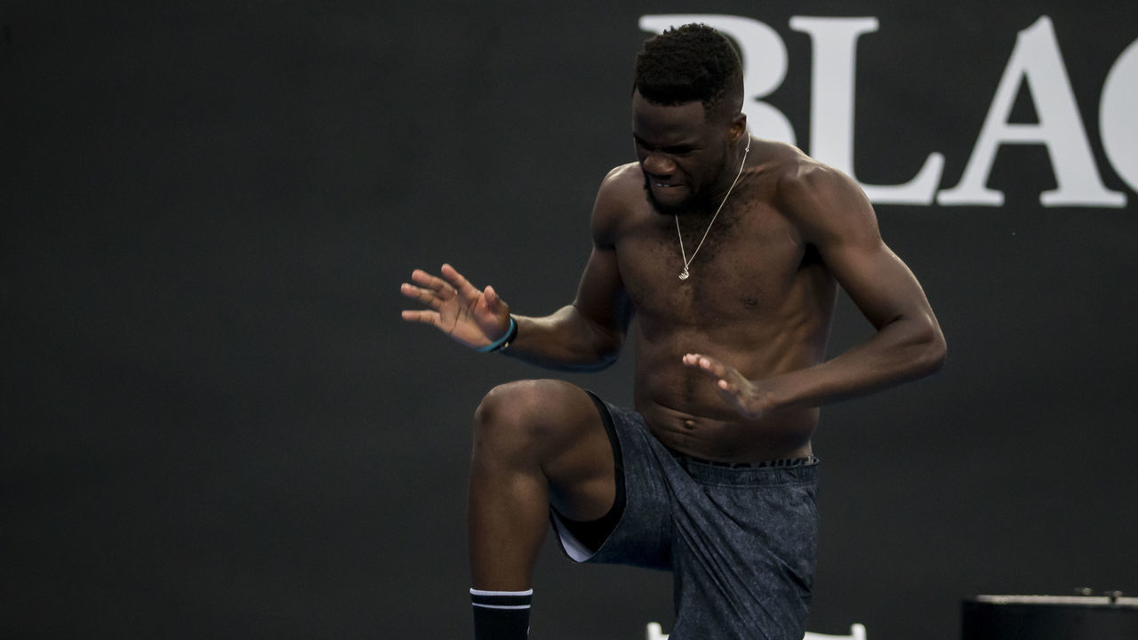 MELBOURNE, AUSTRALIA - JANUARY 18 : Frances Tiafoe of United States celebrates during day 5 of the Australian Open on January 18 2019, at Melbourne Park in Melbourne, Australia.