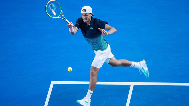 MELBOURNE, VIC - JANUARY 23: LUCAS POUILLE (FRA) during day ten match of the 2019 Australian Open on January 23, 2019 at Melbourne Park Tennis Centre Melbourne, Australia (Photo by Chaz Niell/Icon Sportswire via Getty Images