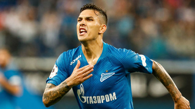 Leandro Paredes of FC Zenit Saint Petersburg celebrates his goal during the Russian Premier League match between FC Zenit Saint Petersburg and FC Ural Ekaterinburg on August 19, 2018 at Saint Petersburg Stadium in Saint Petersburg, Russia.