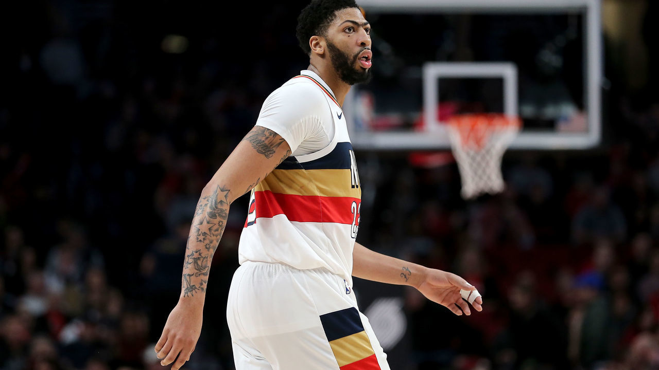 PORTLAND, OR - JANUARY 18: Anthony Davis #23 of the New Orleans Pelicans reacts in the second half against the Portland Trail Blazers during their game at Moda Center on January 18, 2019 in Portland, Oregon.