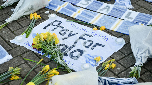 Tributes left outside Cardiff City Football Club after a plane with new signing Emiliano Sala on board went missing over the English Channel on Monday night.