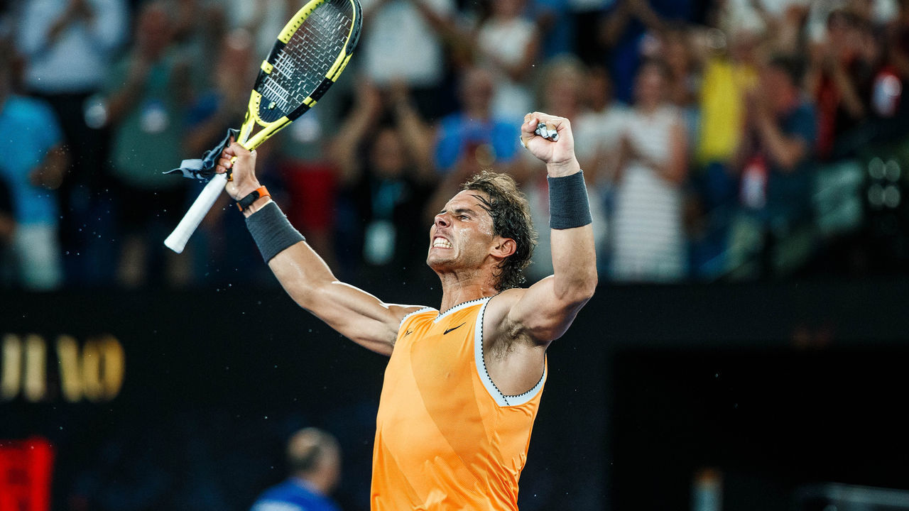 MELBOURNE, VIC - JANUARY 24: RAFAEL NADAL (ESP) during day eleven match of the 2019 Australian Open on January 24, 2019 at Melbourne Park Tennis Centre Melbourne, Australia (Photo by Chaz Niell/Icon Sportswire via Getty Images