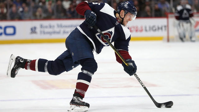 DENVER, COLORADO - JANUARY 23: Mikko Rantanen #96 of the Colorado Avalanche plays the Minnesota Wild at the Pepsi Center on January 23, 2019 in Denver, Colorado.