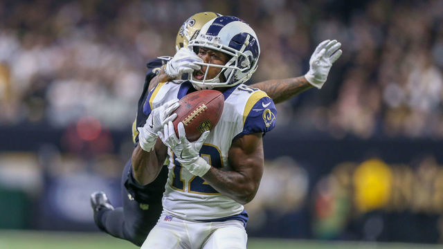 NEW ORLEANS, LA - JANUARY 20: Los Angeles Rams wide receiver Brandin Cooks (12) catches pass during the NFC Championship Football game between the Los Angeles Rams and the New Orleans Saints on January 20, 2019 at the Mercedes-Benz Superdome in New Orleans, LA.