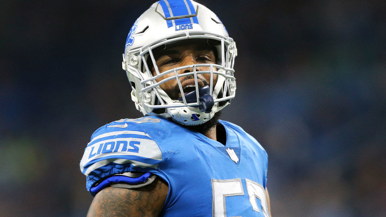Detroit Lions linebacker Trevor Bates (53) is seen during the second half of an NFL football game against the Seattle Seahawks in Detroit, Michigan USA, on Sunday, October 28, 2018.