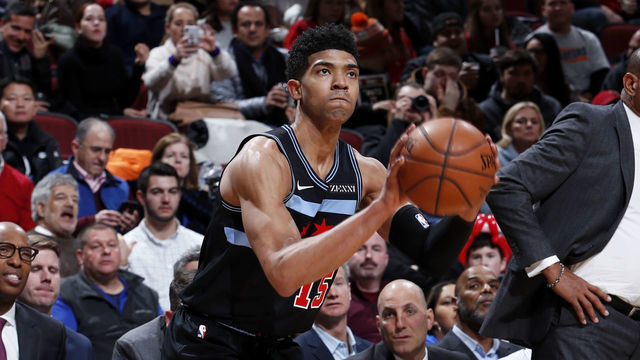 CHICAGO, IL - JANUARY 25: Chandler Hutchison #15 of the Chicago Bulls shoots a three point basket against the LA Clippers on January 25, 2019 at United Center in Chicago, Illinois. Mandatory Copyright Notice: Copyright 2019 NBAE