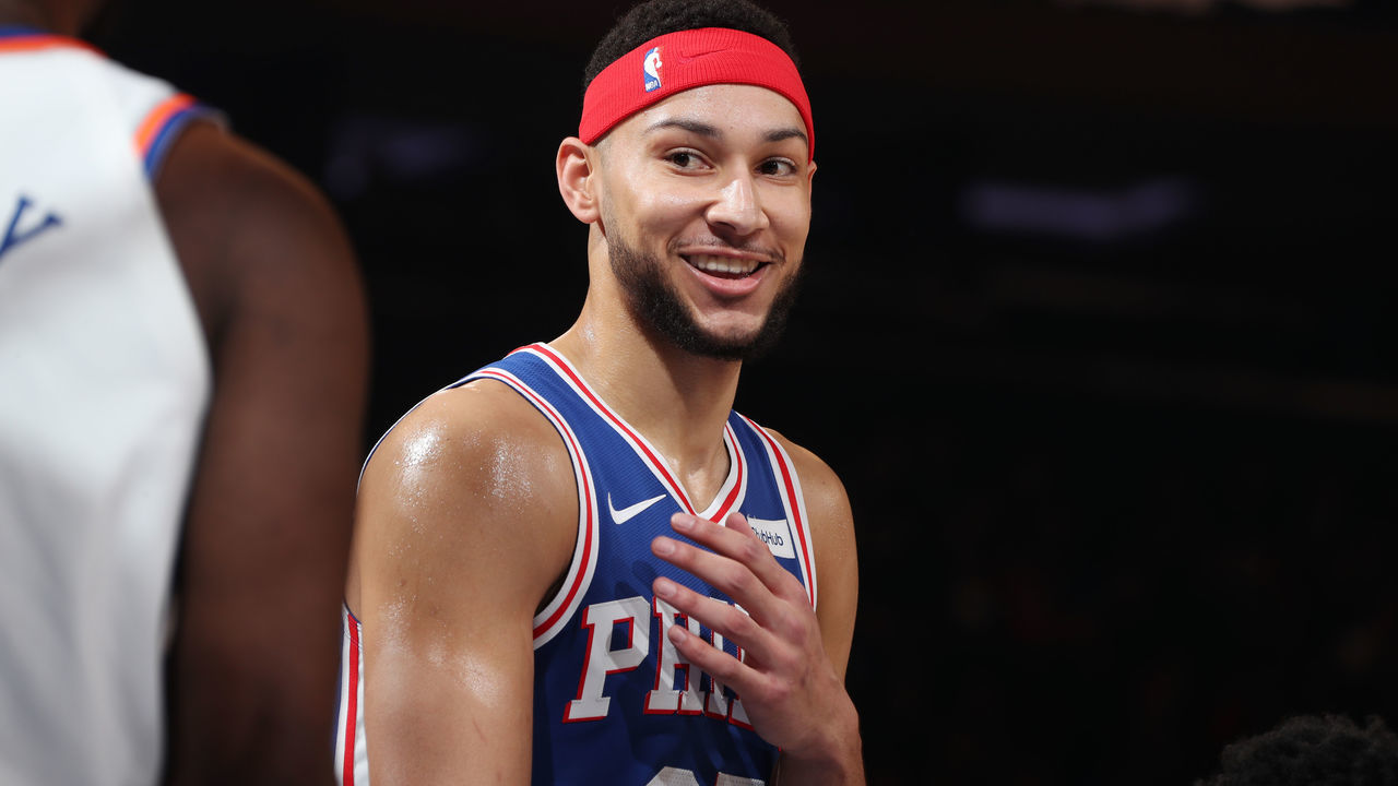 NEW YORK, NY - JANUARY 13: Ben Simmons #25 of the Philadelphia 76ers smiles against the New York Knicks on January 13, 2019 at Madison Square Garden in New York City, New York. Mandatory Copyright Notice: Copyright 2019 NBAE