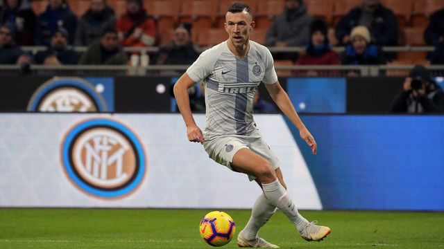 Ivan Perisic #44 of FC Internazionale Milano in action during the Coppa Italia match between FC Internazionale and Benevento Calcio at Stadio Giuseppe Meazza on January 13, 2019 in Milan, Italy.
