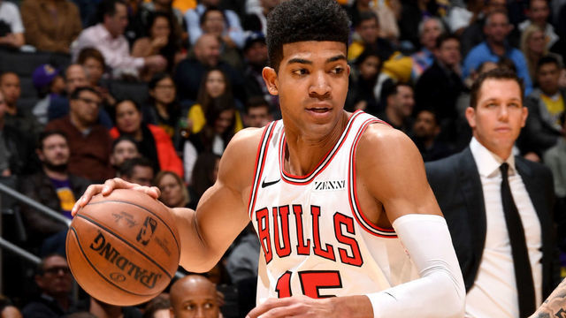 LOS ANGELES, CA - JANUARY 15: Chandler Hutchison #15 of the Chicago Bulls handles the ball against the Los Angeles Lakers on January 15, 2019 at STAPLES Center in Los Angeles, California. NOTE TO USER: User expressly acknowledges and agrees that, by downloading and/or using this Photograph, user is consenting to the terms and conditions of the Getty Images License Agreement. Mandatory Copyright Notice: Copyright 2019 NBAE
