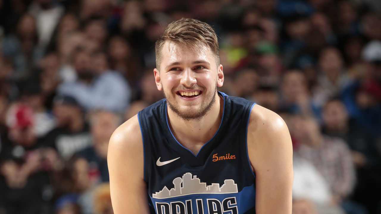 DALLAS, TX - JANUARY 27: Luka Doncic #77 of the Dallas Mavericks smiles during the game against the Toronto Raptors on January 27, 2019 at the American Airlines Center in Dallas, Texas. Mandatory Copyright Notice: Copyright 2019 NBAE