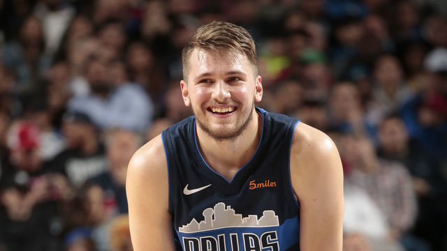 DALLAS, TX - JANUARY 27: Luka Doncic #77 of the Dallas Mavericks smiles during the game against the Toronto Raptors on January 27, 2019 at the American Airlines Center in Dallas, Texas. Mandatory Copyright Notice: Copyright 2019 NBAE