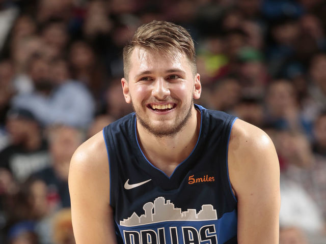 DALLAS, TX - JANUARY 27: Luka Doncic #77 of the Dallas Mavericks smiles during the game against the Toronto Raptors on January 27, 2019 at the American Airlines Center in Dallas, Texas. Mandatory Copyright Notice: Copyright 2019 NBAE