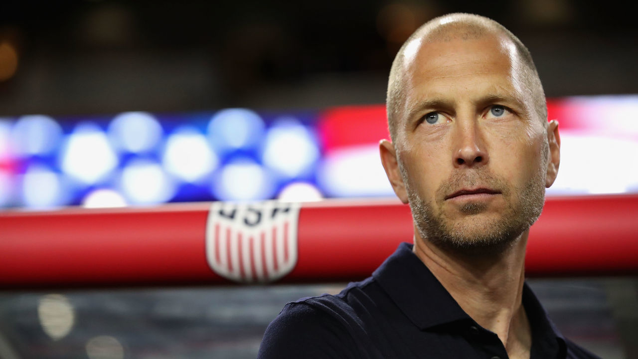 GLENDALE, ARIZONA - JANUARY 27: Head coach Gregg Berhalter of United States stands on the sidelines before the international friendly against the Panama at State Farm Stadium on January 27, 2019 in Glendale, Arizona.
