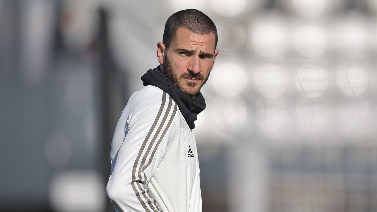 TURIN, ITALY - JANUARY 24: Juventus player Leonardo Bonucci during a training session at JTC on January 24, 2019 in Turin, Italy.