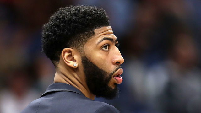 NEW ORLEANS, LOUISIANA - JANUARY 23: Anthony Davis #23 of the New Orleans Pelicans looks on against the Detroit Pistons at Smoothie King Center on January 23, 2019 in New Orleans, Louisiana.
