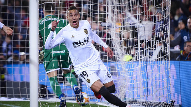 VALENCIA, SPAIN - JANUARY 29: Rodrigo Moreno, forward of Valencia CF celebrates his goal during the Copa del Rey match between Valencia CF and Getafe CF at Mestalla Stadium Perez stadium on January 29, 2019 in Valencia, Spain.