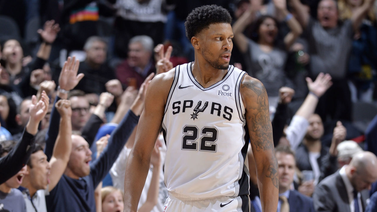 SAN ANTONIO, TX - JANUARY 29: Rudy Gay #22 of the San Antonio Spurs reacts after hitting the game winning basket against the Phoenix Suns on January 29, 2019 at the AT&T Center in San Antonio, Texas. Mandatory Copyright Notice: Copyright 2019 NBAE (Photos by Mark Sobhani/NBAE via Getty Images)