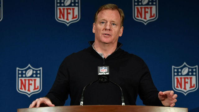 ORLANDO, FL - MARCH 28: NFL Commissioner Roger Goodell answers questions during the closing press conference at the 2018 NFL Annual Meetings at The Ritz-Carlton Orlando, Great Lakes on March 28, 2018 in Orlando, Florida.