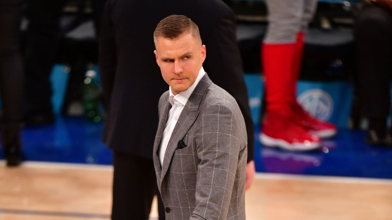 NEW YORK, NY - DECEMBER 21: Kristaps Porzingis attends Atlanta Hawks v New York Knicks game at Madison Square Garden on December 21, 2018 in New York City.