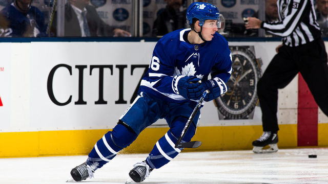 TORONTO, ON - JANUARY 20: Mitchell Marner #16 of the Toronto Maple Leafs skates against the Arizona Coyotes during the second period at the Scotiabank Arena on January 20, 2019 in Toronto, Ontario, Canada.