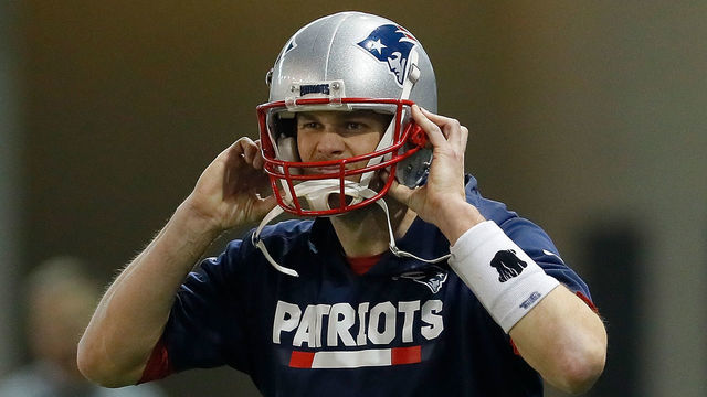 ATLANTA, GEORGIA - JANUARY 31: Tom Brady #12 of the New England Patriots warms up during Super Bowl LIII practice at Georgia Tech Brock Practice Facility on January 31, 2019 in Atlanta, Georgia.