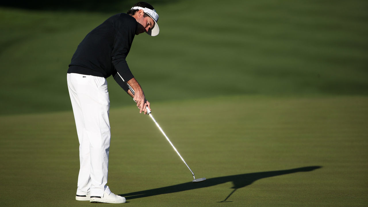 SCOTTSDALE, ARIZONA - FEBRUARY 01: Bubba Watson attempts a putt on the 14th green during the second round of the Waste Management Phoenix Open at TPC Scottsdale on February 01, 2019 in Scottsdale, Arizona.