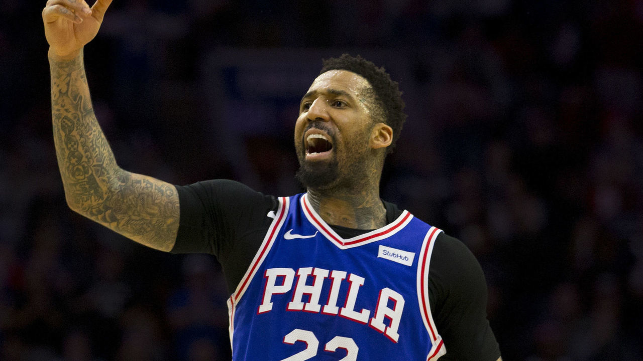 PHILADELPHIA, PA - JANUARY 23: Wilson Chandler #22 of the Philadelphia 76ers reacts against the San Antonio Spurs at the Wells Fargo Center on January 23, 2019 in Philadelphia, Pennsylvania. The 76ers defeated the Spurs 122-120.