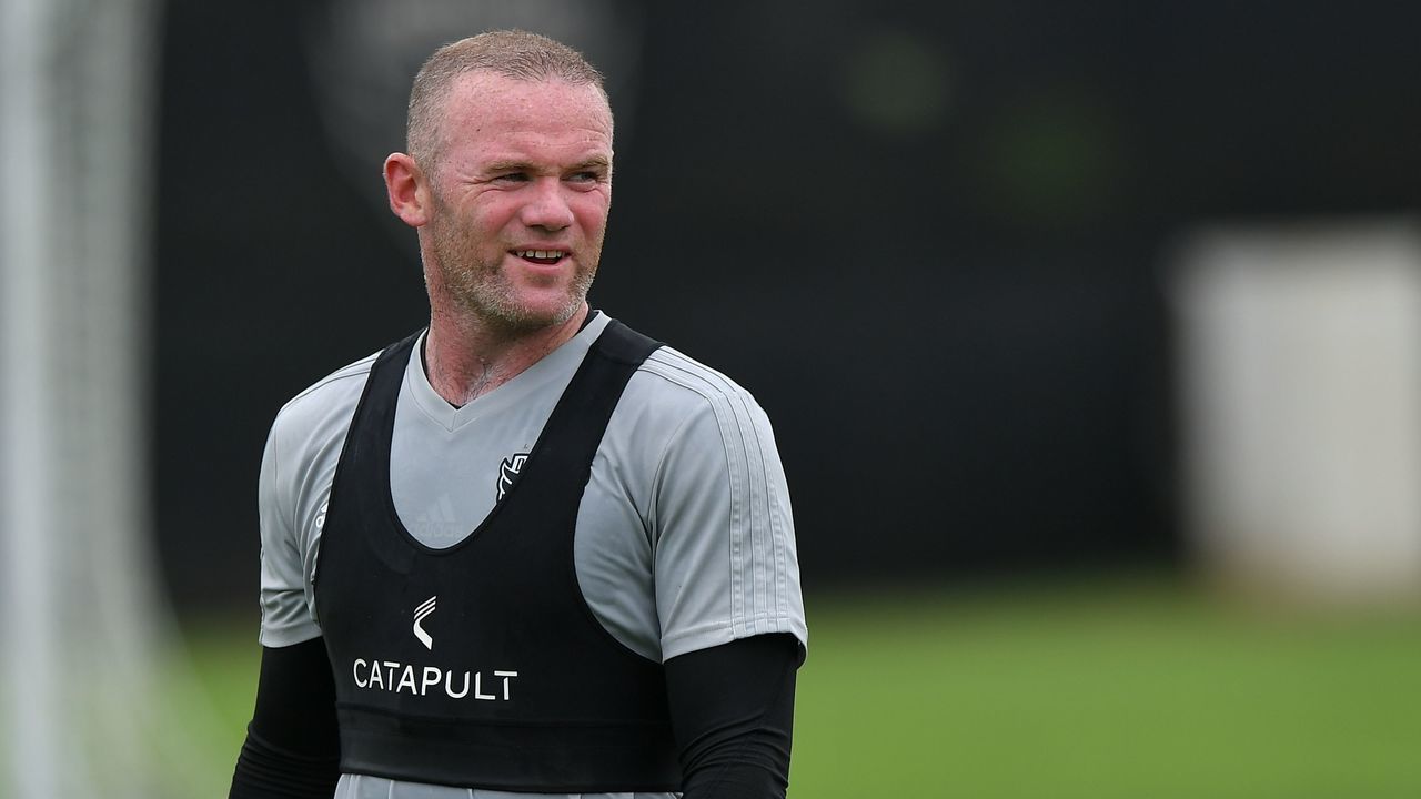 DC United player Wayne Rooney takes part in a training session at the Robert F. Kennedy Memorial Stadium training field in Washington, DC on July 6, 2018.